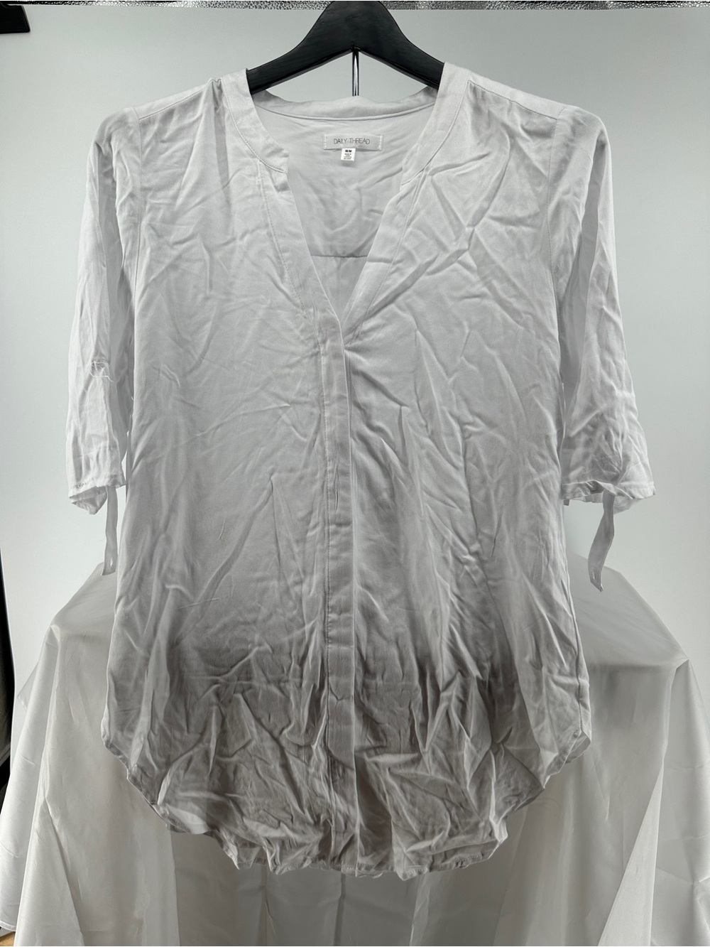 Daily thread white button down short sleeve blouse